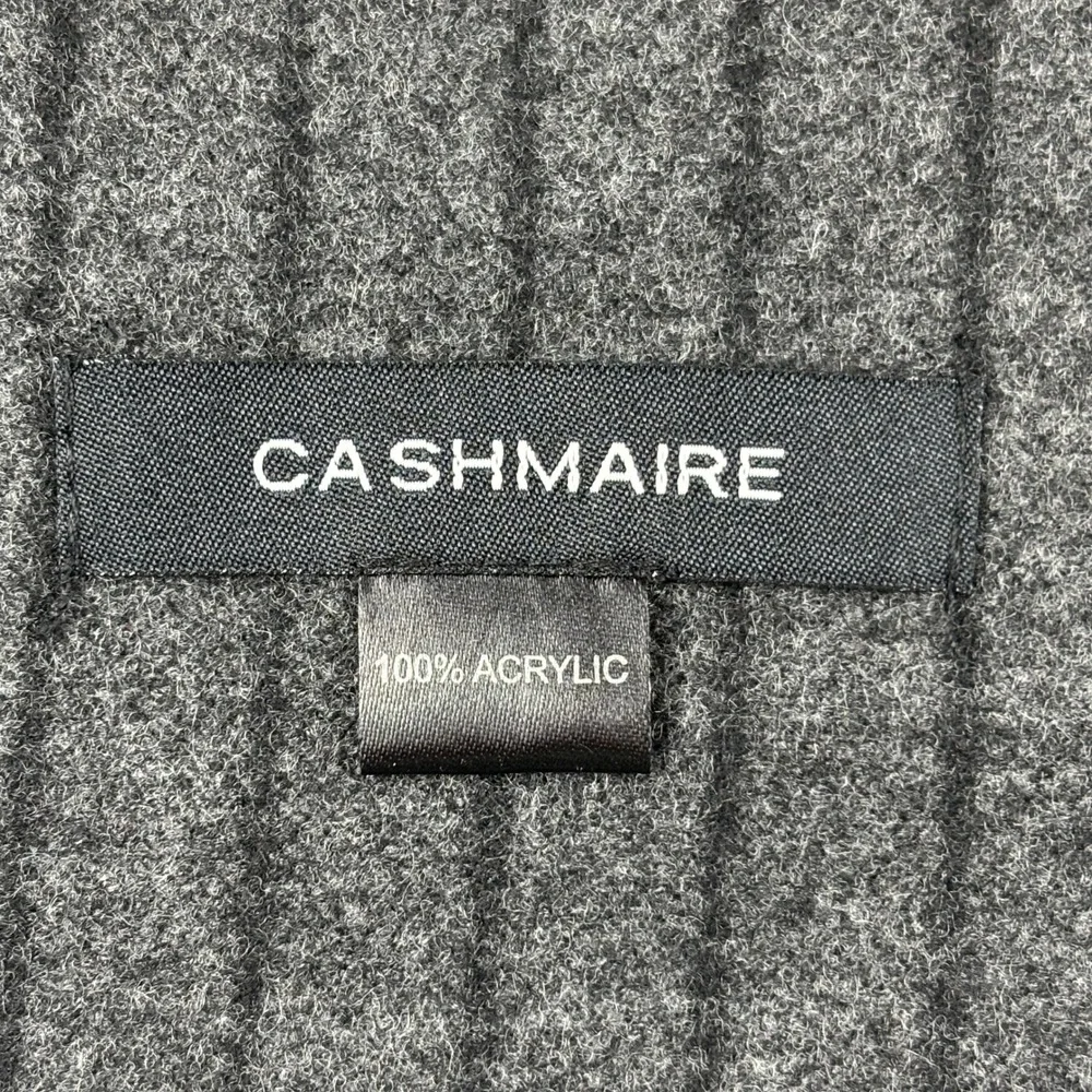 Cashmaire Scarf Mens OS Charcoal Grey Pinstripe Acrylic‎ Fringed 18 x 72 Inches